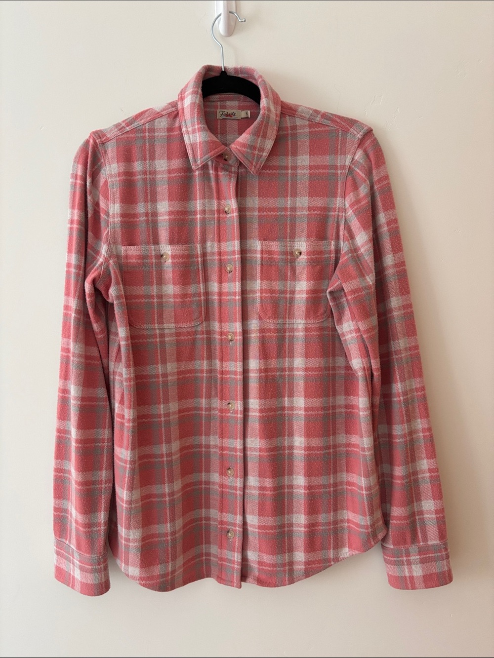 Faherty Pink Plaid Button-Down Long Sleeve Shirt